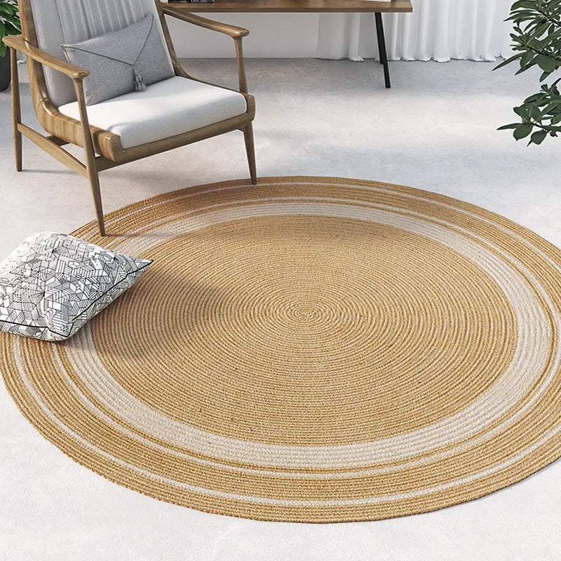 Natural Jute Handwoven Living Room Carpet, Minimalist Bedroom Rug for Home Decoration, Durable and Breathable Floor Mat