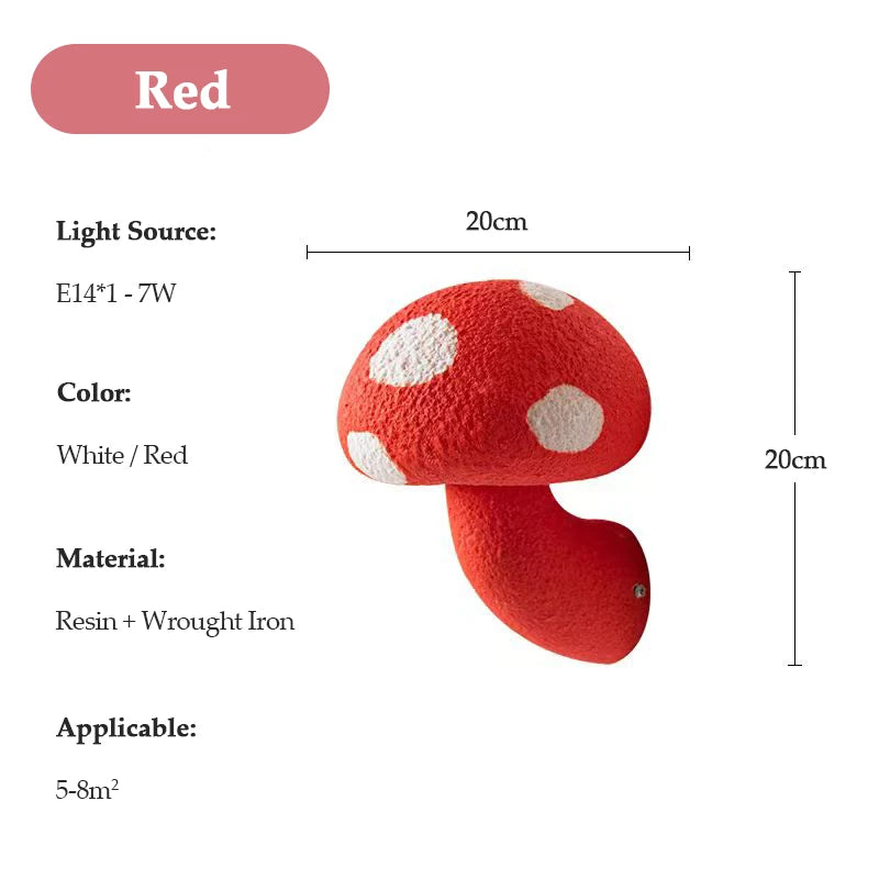 Nordic Mushroom Resin Wall Lamp Creativity Wabi Sabi Wall light for Living Room Bedroom Home Decor Led Bedside Lamp