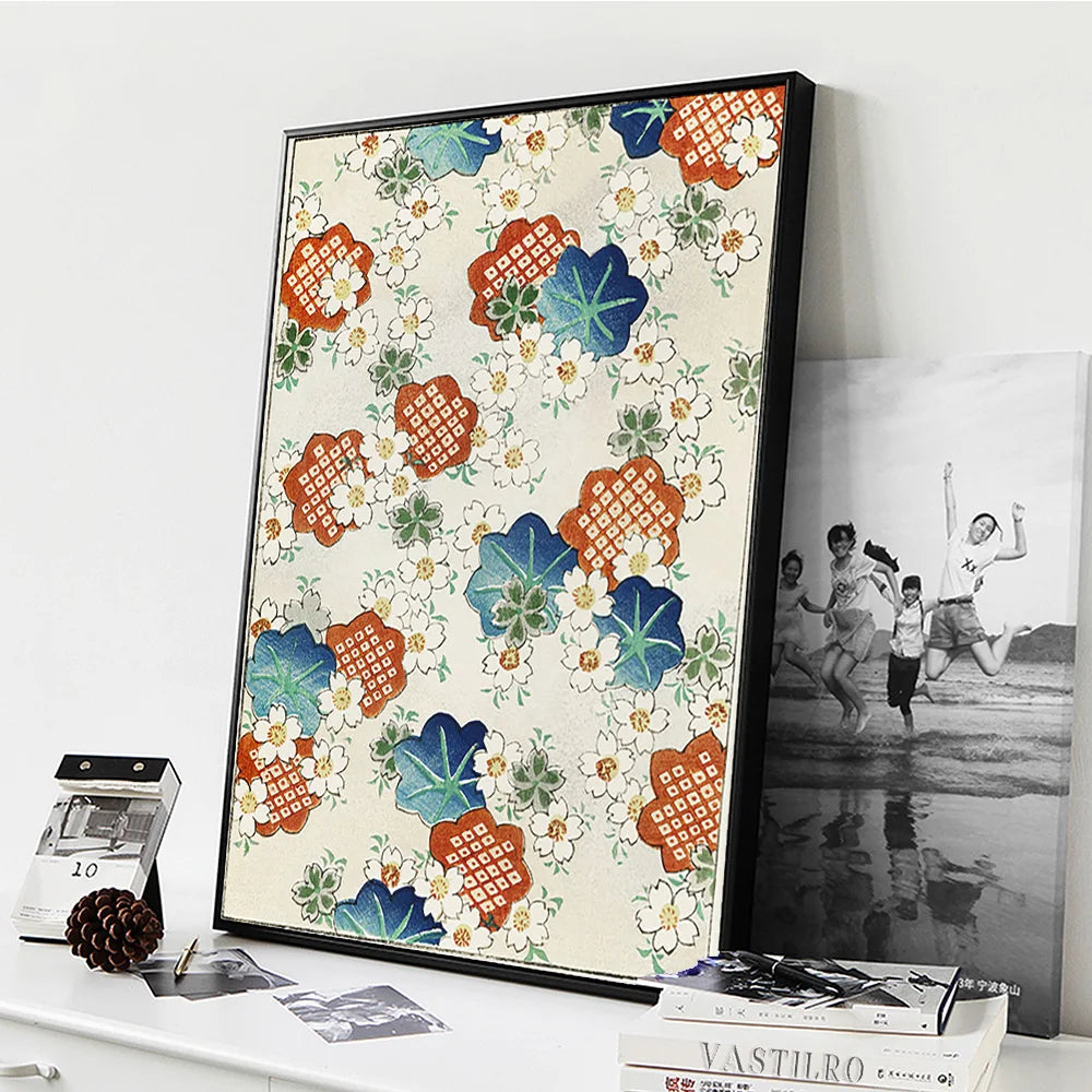 Watanabe Seitei Japanese Woodblock Print Art Antique Poster Floral Pattern Wall Picture Flower Botanical Canvas Painting Decor