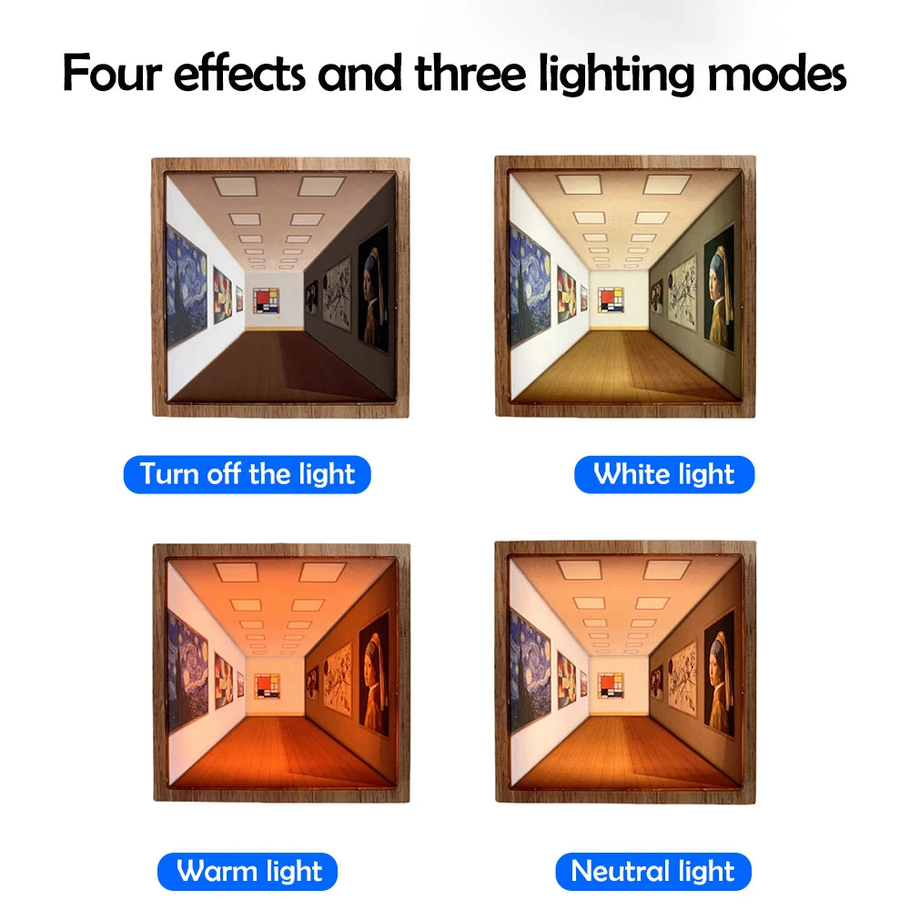 Naked Eye 3D Visual Night Light Wall Lamp Optical Art Atmosphere Wall Lamp 3 Colors Wall-Mounted Painting Light