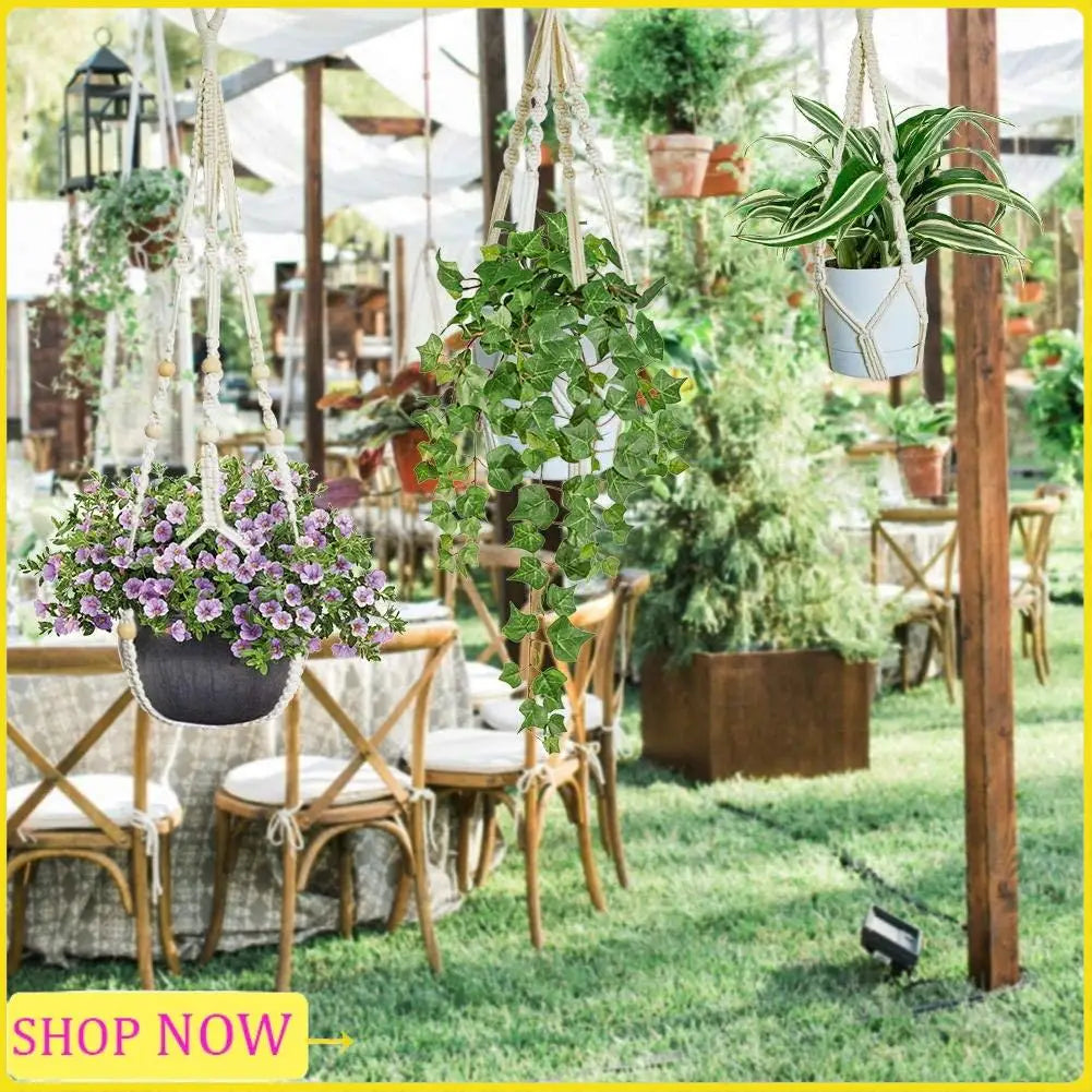 Especial 3 Pcs Rope Hanging Planter Hanging Plant Holders Macrame Flower Pot Hanger With Hanging Hooks For Outdoor Decor