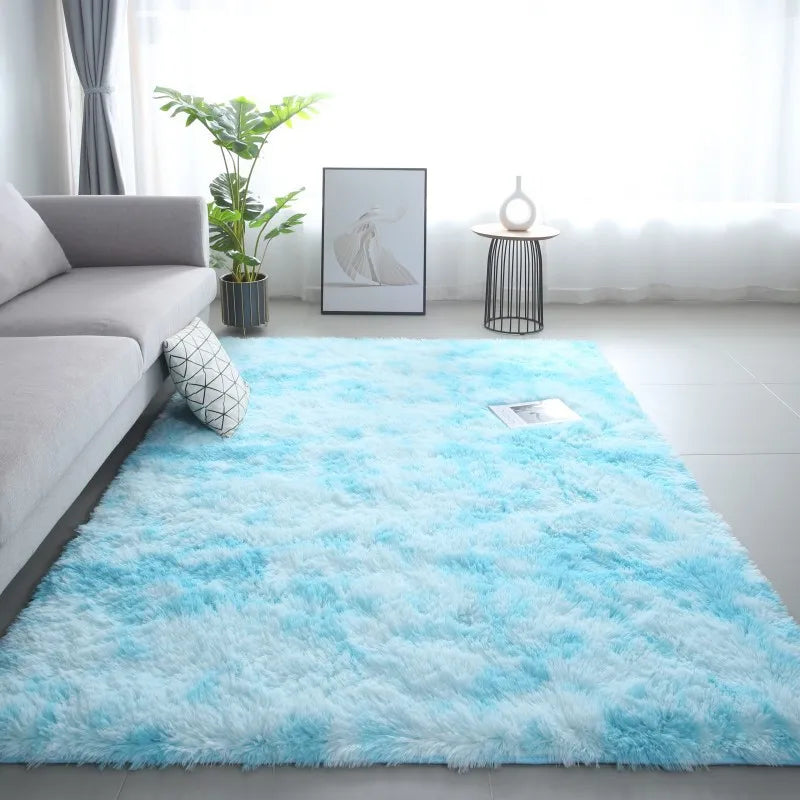 Tie-dye Soft Runner Rugs for Bedroom Living Room Plush Fluffy Mat Shag Furry Area Carpet Anti-Slip for Girls Room Home Decorat