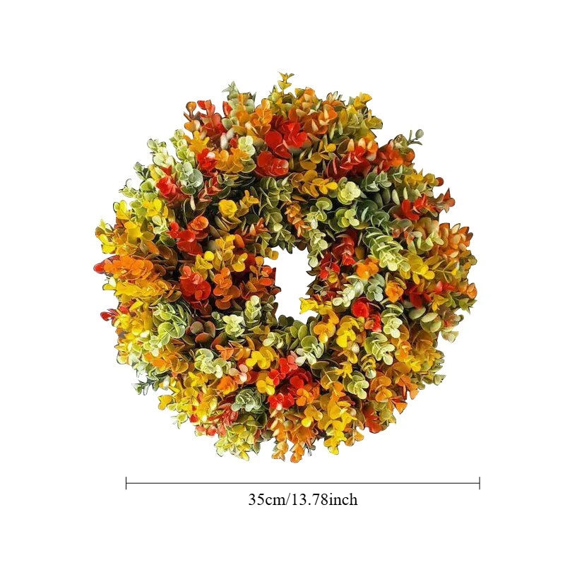 1pc Elegant Artificial Flower Wreath - Realistic Fall Foliage- Indoor Door Hanging Decor for Thanksgiving, Christmas, Halloween