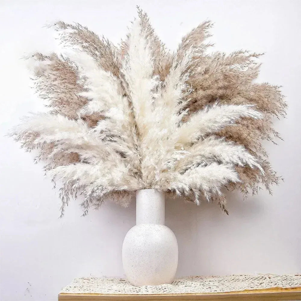 15pcs Large Fluffy Pampas Grass Bouquet Low-Maintenance Dried Flowers for Home Office Outdoor Decor Boho Table Vase Centerpieces
