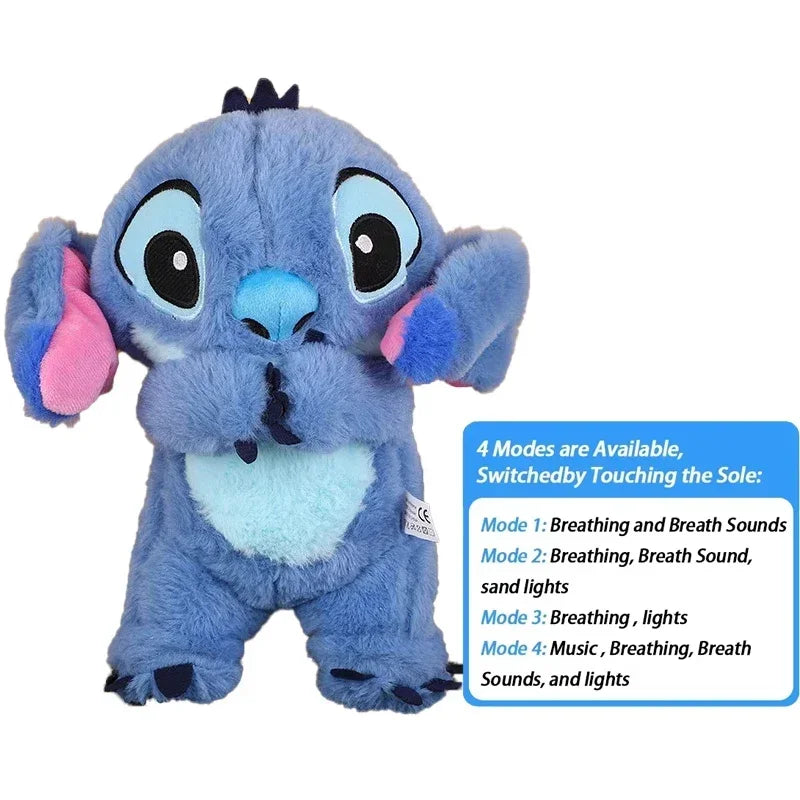 Breathing Light Stitch Plush Doll Child Soothes Toys Pink Angel Anime Cute Baby Music Light Sleep ToyKid Christmas Birthday Gift