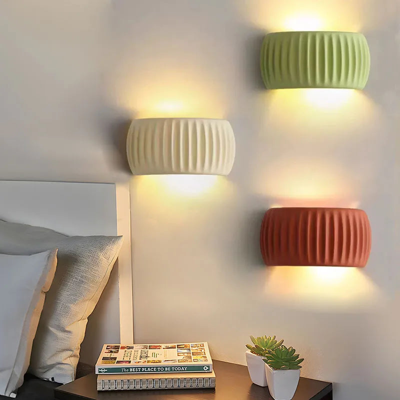 French Beige Resin Wall lamp Pumpkin Shape wall light Bedroom Bedside Lampcorridor Ambient Lamp Decoration Lustres