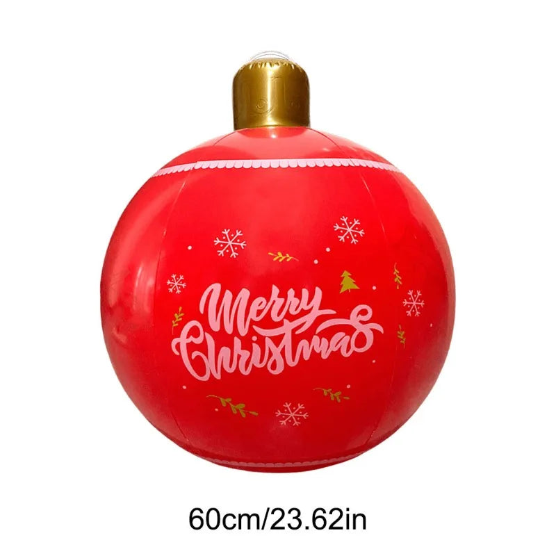 Jumbo 60CM Inflatable Christmas Sphere Outdoor Holiday Decor PVC Weatherproof Lawn Ornament for Xmas New Year Festivities