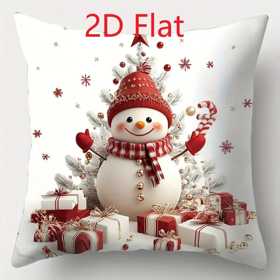 1pcs 2D Christmas Pillow Cover Xmas Party Decoration 2025 Xmas Holiday Santa Claus Pillow Cover Navidad Natal New Year Gift 2026