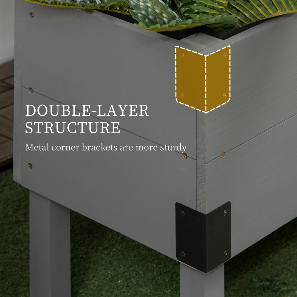 Raised Garden Bed with Trellis, 2 Tier Wooden Elevated Planter Box with Legs and Metal Corners, for Vegetables, Flowers, Herbs