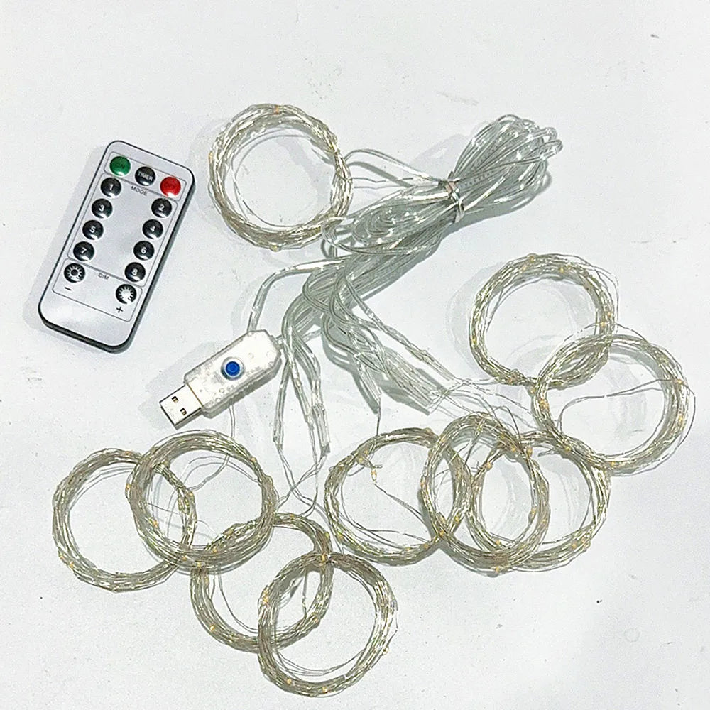Remote Curtain Fairy Lights 3/4/6M LED 8 Modes Window USB Power String Lights Festoon Party Xmas New Year Christmas Light Decor
