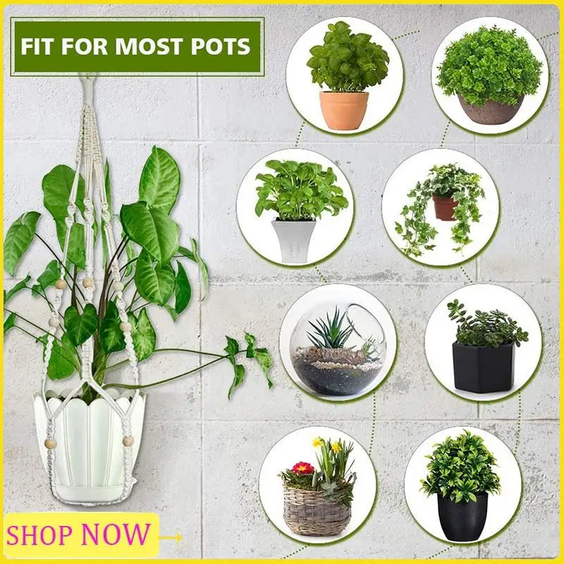 Especial 3 Pcs Rope Hanging Planter Hanging Plant Holders Macrame Flower Pot Hanger With Hanging Hooks For Outdoor Decor