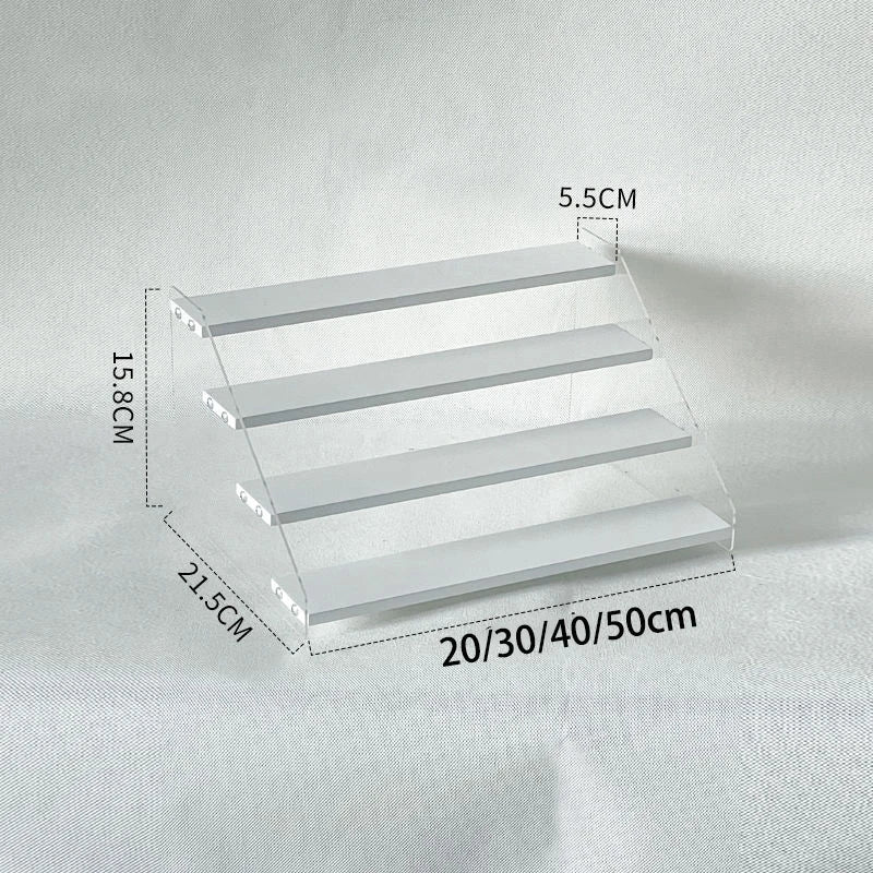 1-7 Step Acrylic Wood Display Stand Wooden Tiered Display Riser Shelf Organizer Rack for Perfumes Figures Collectibles Cupcakes