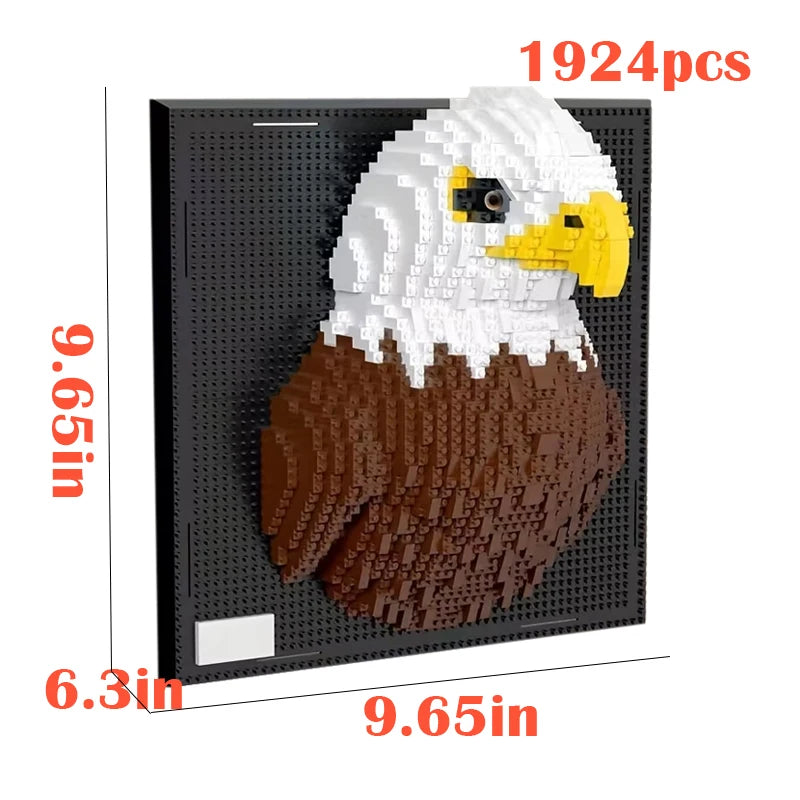 Creative Wall Art Frame Painting Featuring Sharks Eagles Parrots,DIY 3D Micro Animal Particle Building Block Toy,For Adults Gift
