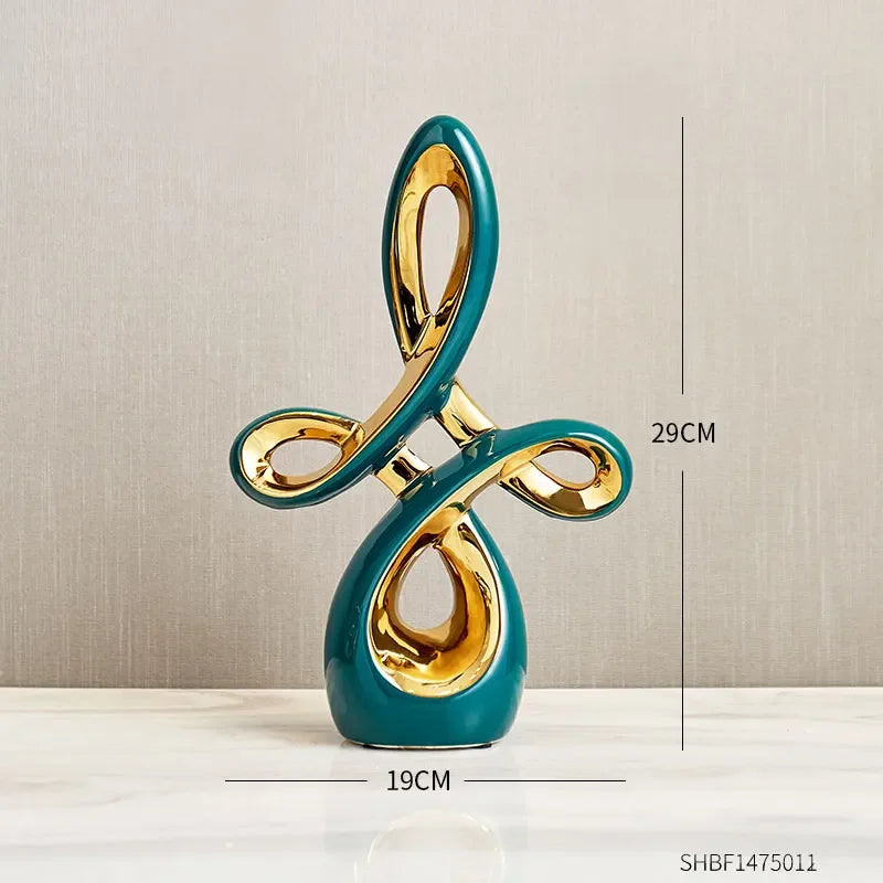 Abstract Ceramic Sculpture Golden Art Statue Modern Home Decor Accessories Living Room Desk Office Supplies Crafts Gifts
