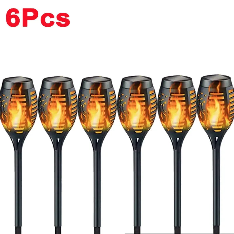 1/2/4/6/8/10Pcs Solar Flame Torch Lights Flickering Light Waterproof Garden Decoration Outdoor Lawn Path Yard Patio Floor Lamps