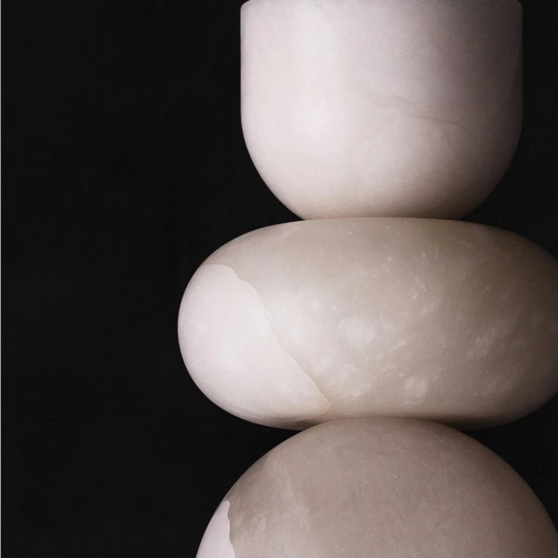 Simple LED Spanish Natural Marble Alabaster Pendant Lamp Living Room Corridor Bedside Chandelier Art Design Indoor Home Decor