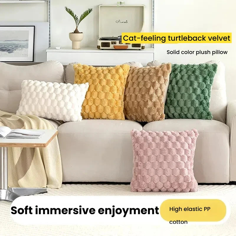 1PC Pineapple Grid  3D Soft Plush Throw Pillow Cover Decorative Cushion Case for Sofa Living Room Bedroom & Home Decor